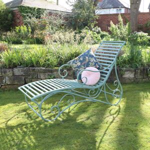 Large Sage Green Metal Sun Lounger Material: Metal