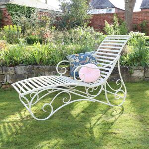 Large Cream Metal Sun Lounger - 58.5cm x 98.5cm Material: Garden Large Cream Metal Sun Lounger - 58.5cm x 98.5cm Material: Garden