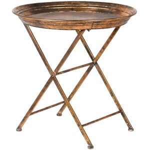 Antique Gold Round Metal Tray Table Material: Metal