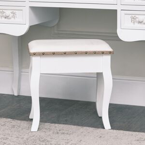 Antique White Padded Dressing Table Stool - Pays Blanc Range Material: Wood