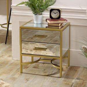 Gold Mirrored Bedside / Occasional Table - Venus Range Material: Metal / Glass