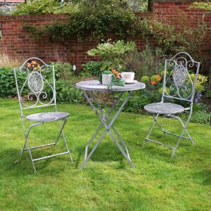 Grey Metal Garden Dining Bistro Set Material: Metal