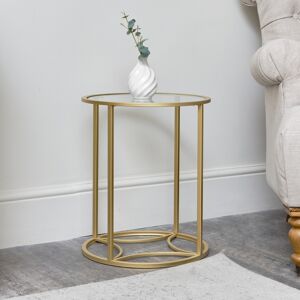 Round Gold & Glass Side Table Material: metal, glass