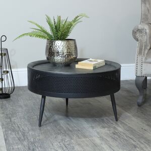 Round Grey Metal Coffee Table Material: Metal