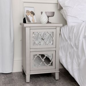 Melody Maison Silver Mirrored Bedside Table - Sabrina Silver Range Material: Wood, Glass, Metal