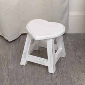 Small White Mango Wood Heart Stool Material: Mango Wood