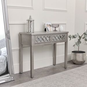 Silver Mirrored Lattice Console Table / Dressing Table - Sabrina Silver Range Material: Furniture/Furniture Ranges/Sabrina Range/Sabrina Silver Range