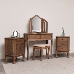 Dark Wood Dressing Table Desk with Triple Mirror, Stool and Pair of Bedside Tables - Ashwell Range Material: Furniture/Furniture Ranges/Ashwell Range Dark Wood Dressing Table Desk with Triple Mirror, Stool and Pair of Bedside Tables - Ashwell Range Material: Furniture/Furniture Ranges/Ashwell Range