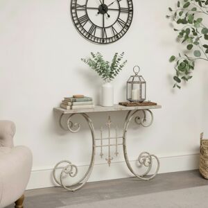 Distressed White Metal Side Table With Curled Legs Material: Furniture/Occasional & Side Tables Distressed White Metal Side Table With Curled Legs Material: Furniture/Occasional & Side Tables