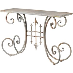 Distressed White Metal Side Table With Curled Legs Material: Furniture/Occasional & Side Tables Distressed White Metal Side Table With Curled Legs Material: Furniture/Occasional & Side Tables