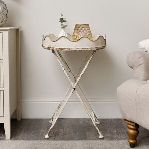 Distressed White Scalloped Tray Table Material: Furniture/Occasional & Side Tables Distressed White Scalloped Tray Table Material: Furniture/Occasional & Side Tables