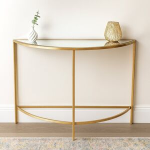 Large Half Moon Gold Mirrored Console Table - 120cm x 78cm Material: Furniture Large Half Moon Gold Mirrored Console Table - 120cm x 78cm Material: Furniture