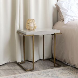 Rectangular Metal Taupe Grey and Gold Framed Side Table Material: Furniture Rectangular Metal Taupe Grey and Gold Framed Side Table Material: Furniture
