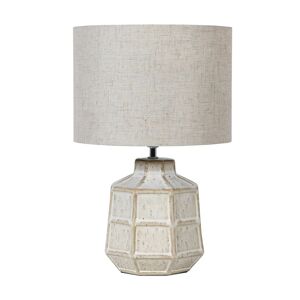 Off White Hexagonal Table Lamp with Linen Shade Material: Ceramic, linen