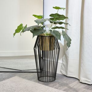 Large Black & Gold Wire Planter Pot Stand - 55cm Material: Metal