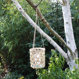 Large Glass Weaved Hanging Planter Candle Holder Material: Glass, Rattan