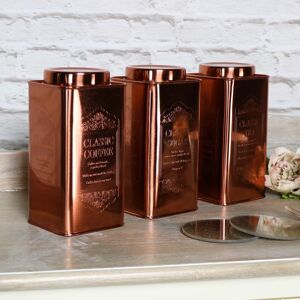 Vintage Copper Tea, Coffee, Sugar Storage Canisters Material: Metal