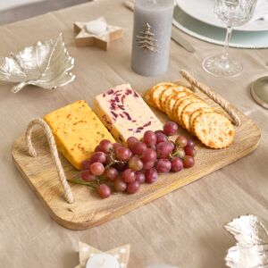 Small Mango Wooden Cheese Board with Rope Handles - 35.5cm Material: Mango wood