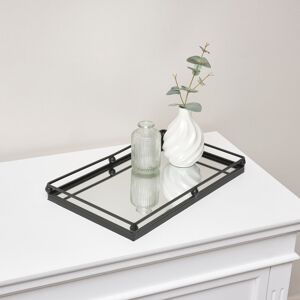 Black Rectangle Mirrored Display Tray Material: Metal, Glass