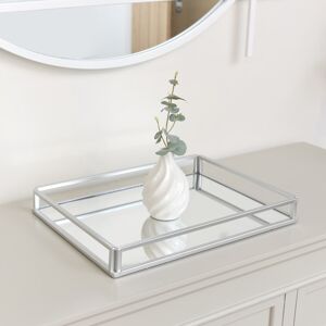 Large Silver Mirrored Cocktail Tray Material: Metal, Glass