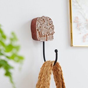 Paper high Carved Wooden Wall Hook - Elephant