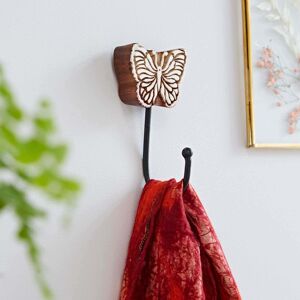 Paper high Carved Wooden Wall Hook - Butterfly