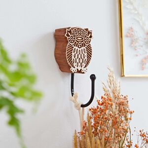 Paper high Carved Wooden Wall Hook - Owl