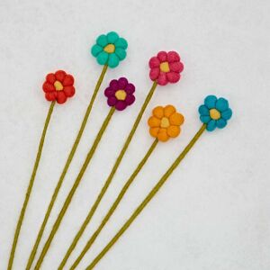 Paper high Pack of 6 Felt Handmade Flower Bouquet - Multicoloured Flowers