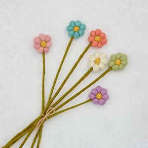 Paper high Pack of 6 Felt Handmade Flower Bouquet - Pastel Flowers