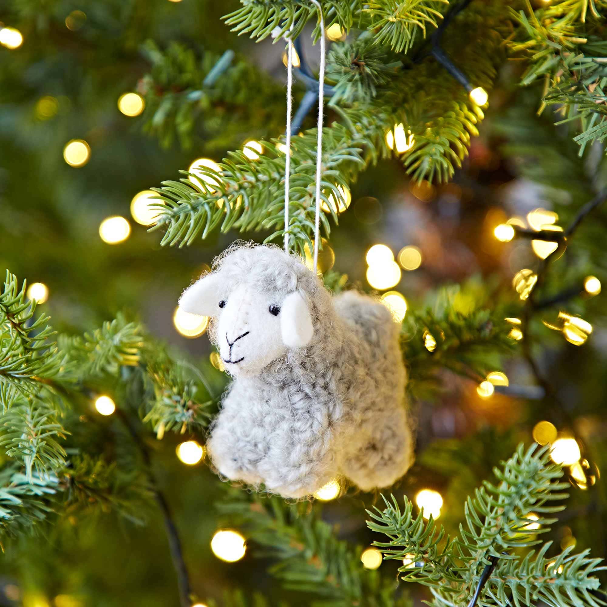 Paper high Felt Sheep Christmas Decoration - Grey