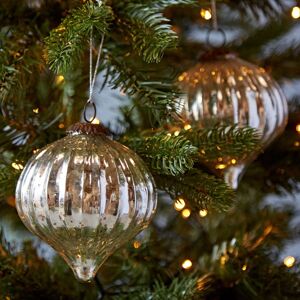 Paper high Set of 2 Large Silver Antique Effect Recycled Glass Baubles