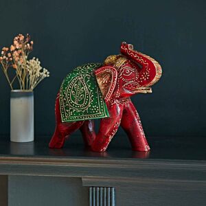 Paper high Hand Painted Mango Wood Indian Elephant Ornament - L