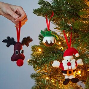 Paper high Set of 3 Felt Christmas Tree Decorations