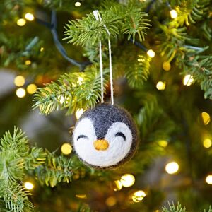 Paper high Felt Animal Ball Christmas Decoration - Penguin