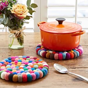 Paper high Handmade Felt Ball Trivet - Multicoloured