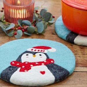 Paper high Felt Penguin Christmas Trivet