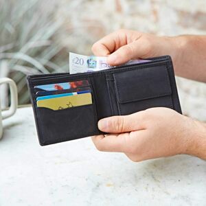 Paper high Personalised Best Man Buffalo Leather Wallet - Black
