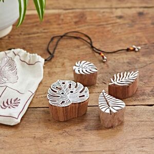 Paper high Four Assorted Leaf Design Wooden Printing Blocks