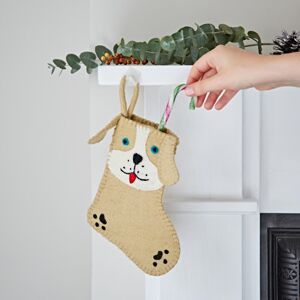 Paper high Felt Animal Christmas Stocking - Dog