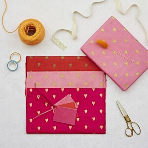 Paper high Pack of 3 Lokta Paper Gift Wrap Sheets with Tags - 3pk Heart