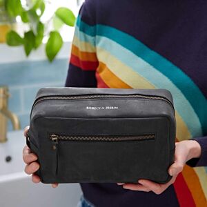 Paper high Personalised Best Man Buffalo Leather Wash Bag - Black