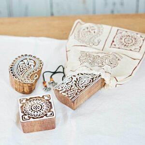 Paper high Three Assorted Design Wooden Printing Blocks