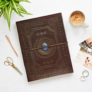 Paper high Indra Extra Large Embossed Leather Photo Album with Semi-Precious Stone - Lapis