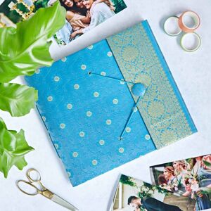 Paper high Large Sari Fabric Photo Album - Blue