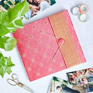 Paper high Large Sari Fabric Photo Album - Pink