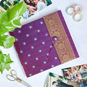 Paper high Large Sari Fabric Photo Album - Purple