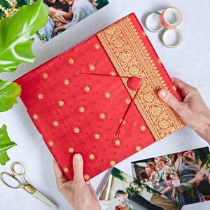 Paper high Large Sari Fabric Photo Album - Red