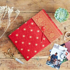 Paper high Medium Sari Fabric Photo Album - Red