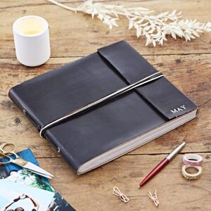 Paper high Personalised Large Coloured Distressed Leather 3-String Photo Album - Black