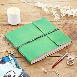 Paper high Personalised Large Coloured Distressed Leather 3-String Photo Album - Green